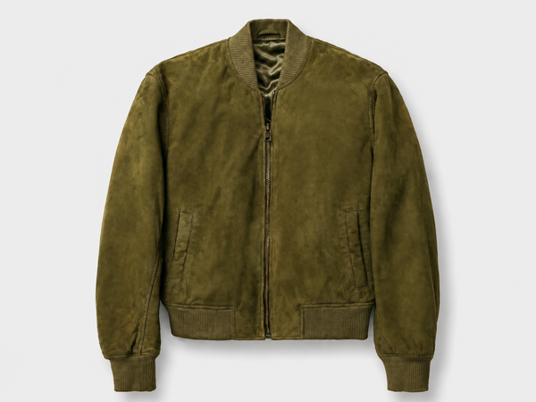 Women’s Lightweight Lamb Suede Bomber Jacket – 23 Inch