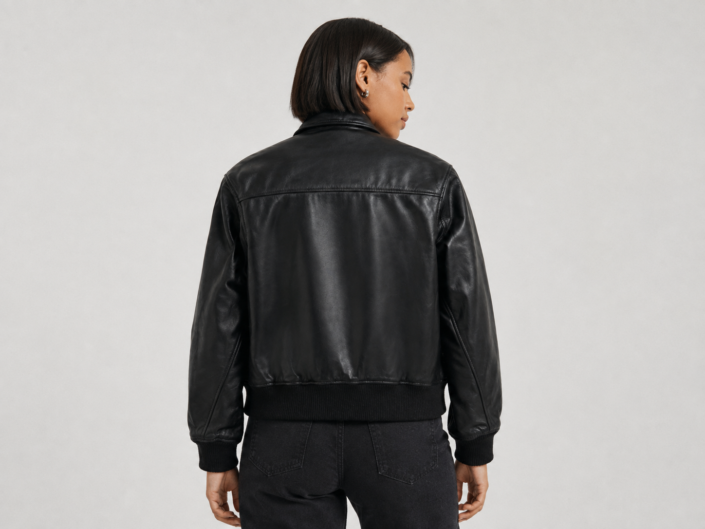 Women’s Lightweight Lambskin Leather Bomber Jacket – 23 Inch