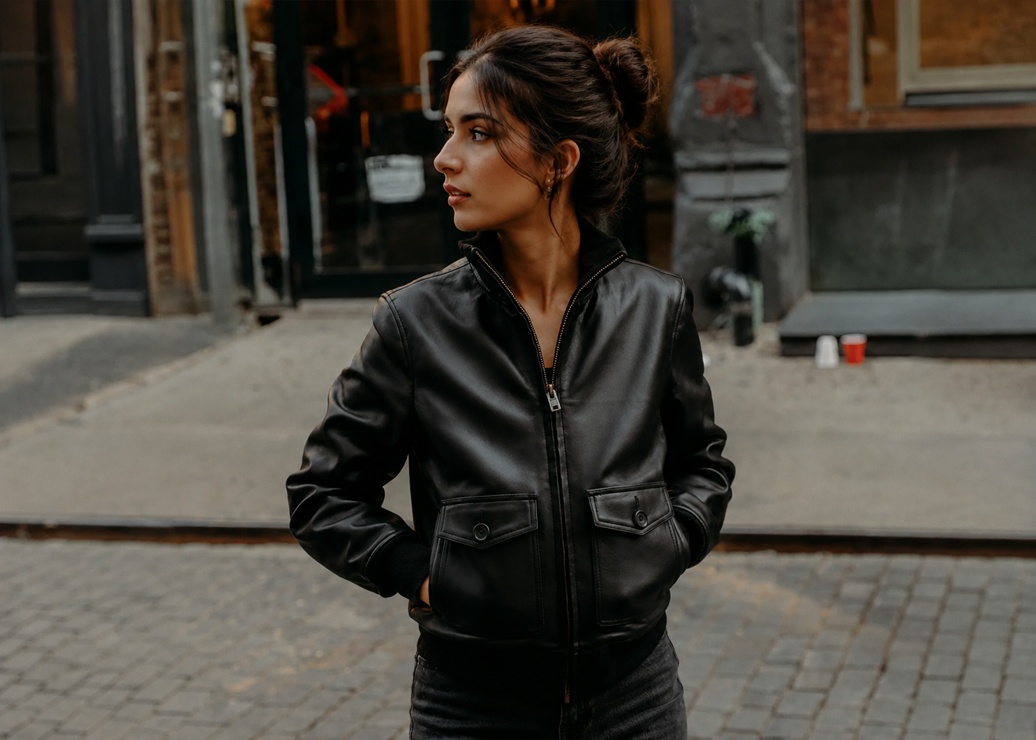 Women’s Lightweight Cowhide Leather A-1 Flight Jacket – 23 Inch