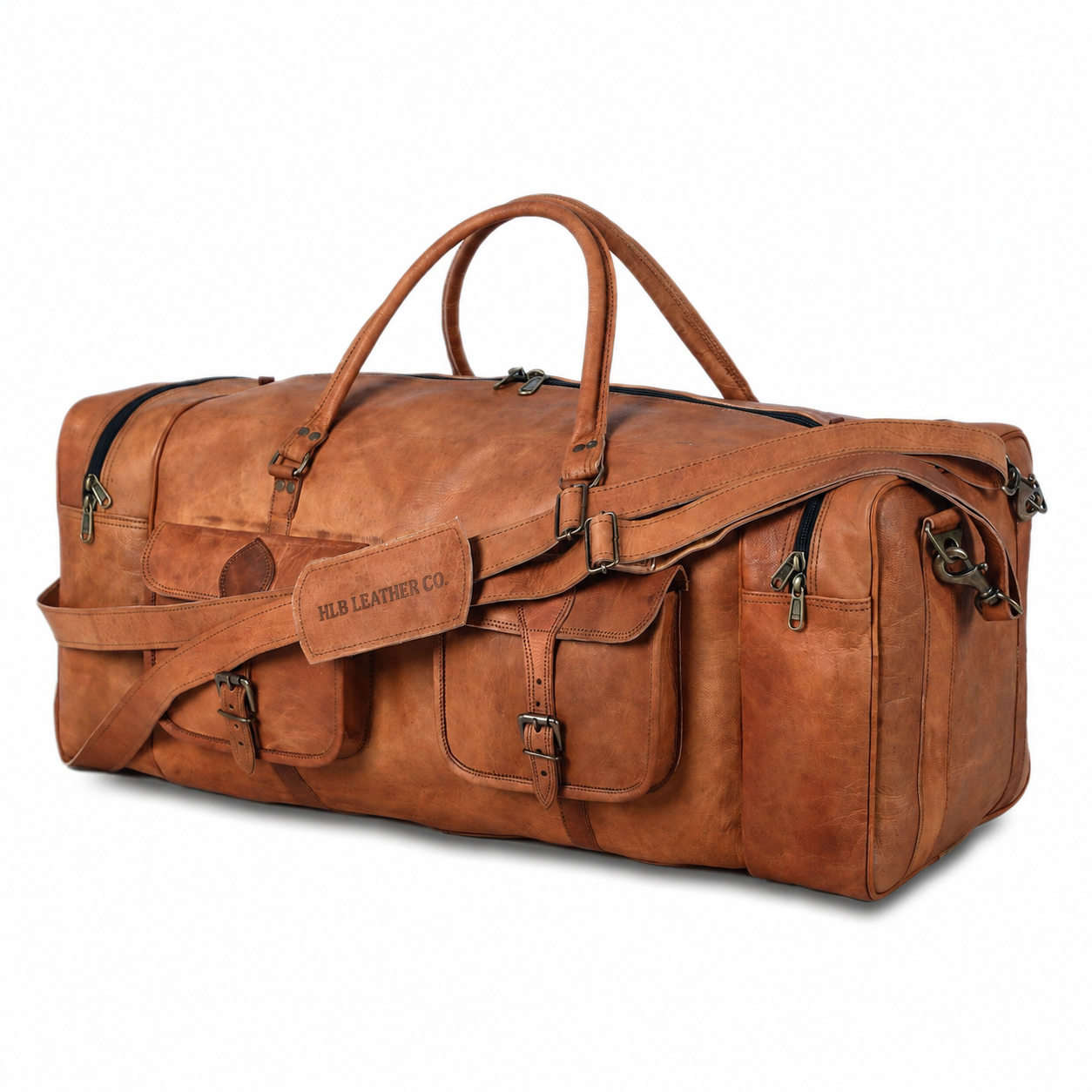 Leather Duffel Bag for Men – 32-Inch Large Travel Holdall, Gym, Sports, Overnight, and Weekend Bag