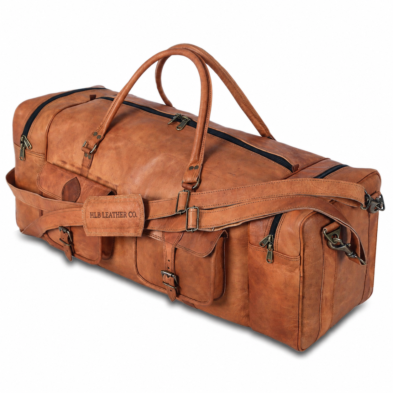 Leather Duffel Bag for Men – 32-Inch Large Travel Holdall, Gym, Sports, Overnight, and Weekend Bag