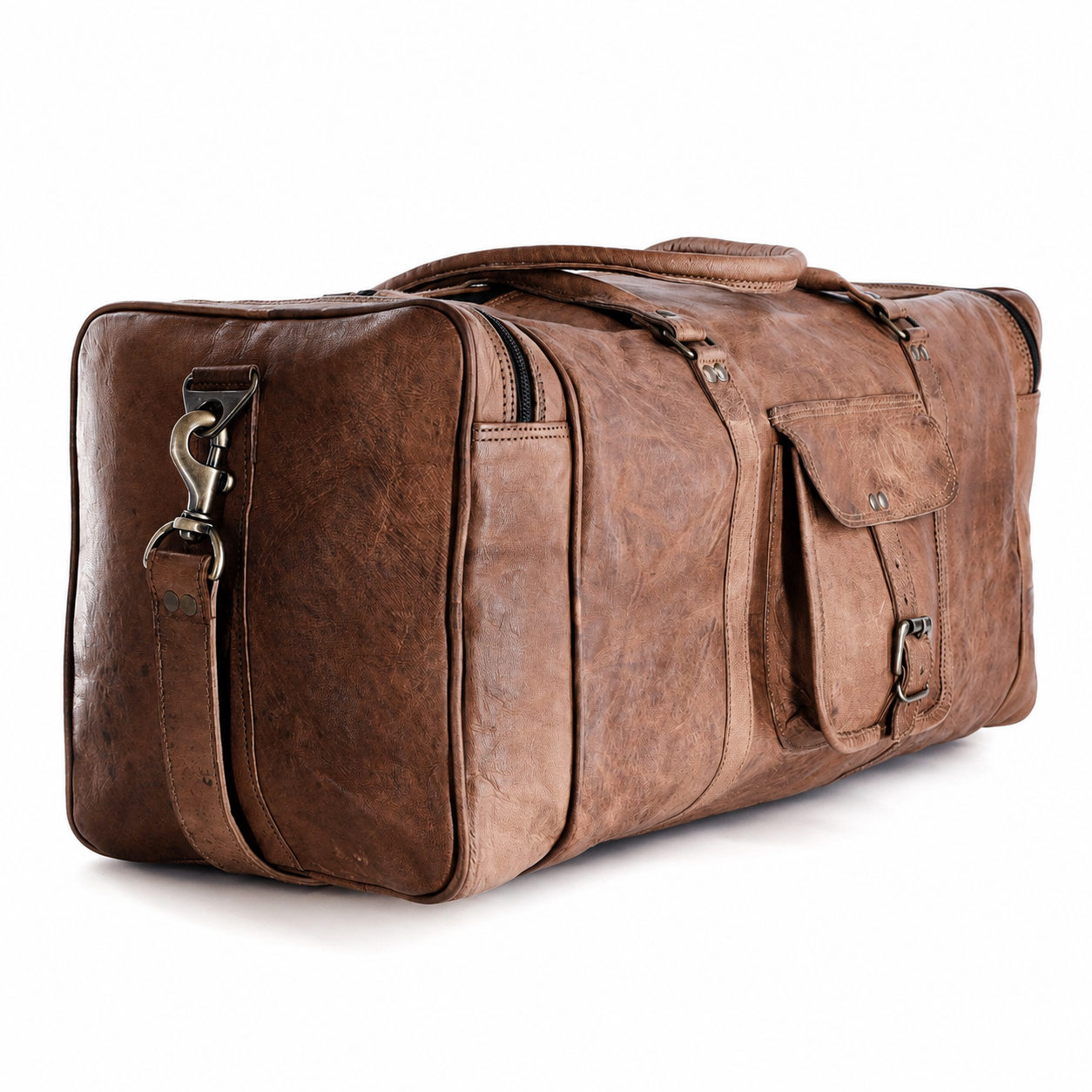 Leather Duffel Bag Large 24-Inch Square Duffel - Travel, Gym, Sports, Overnight, and Weekender Bag for Men and Women