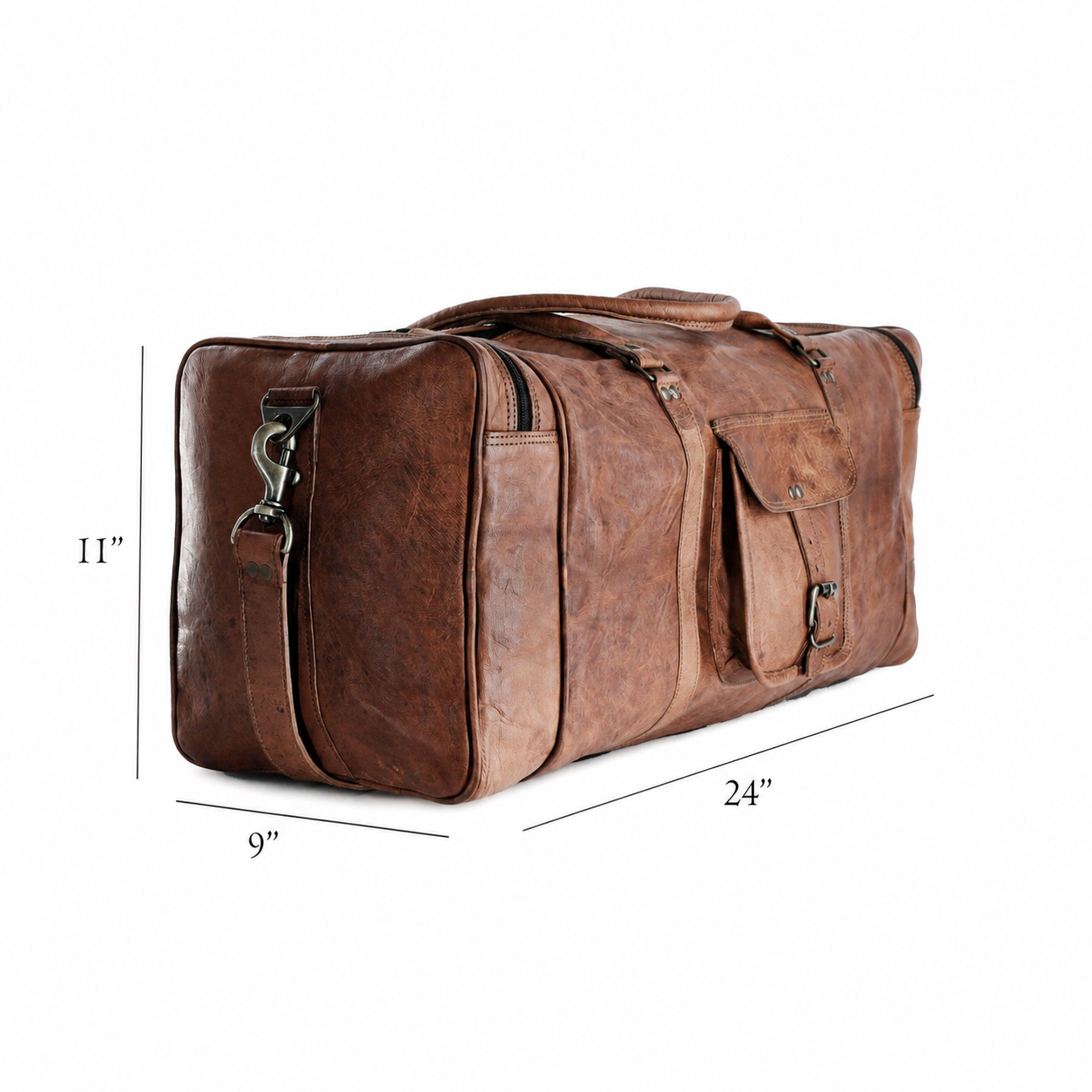Leather Duffel Bag Large 24-Inch Square Duffel - Travel, Gym, Sports, Overnight, and Weekender Bag for Men and Women
