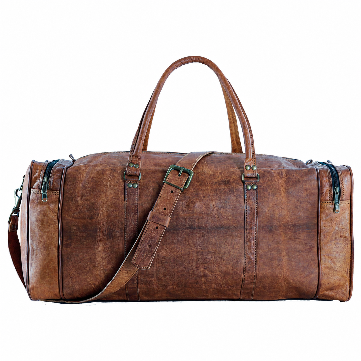 Leather Duffel Bag Large 24-Inch Square Duffel - Travel, Gym, Sports, Overnight, and Weekender Bag for Men and Women