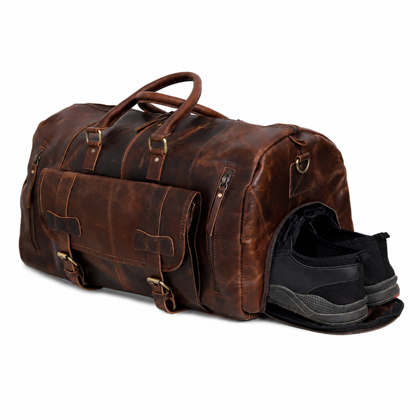 Mars Leather Duffel Bag for Men - Brown