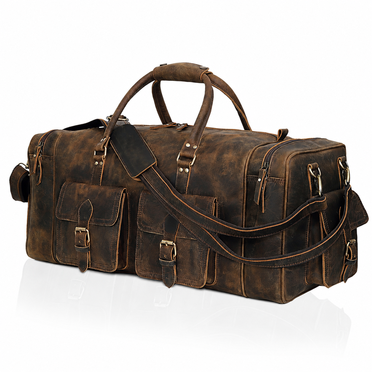 New Jersey Leather Duffel Bag - Vintage Brown