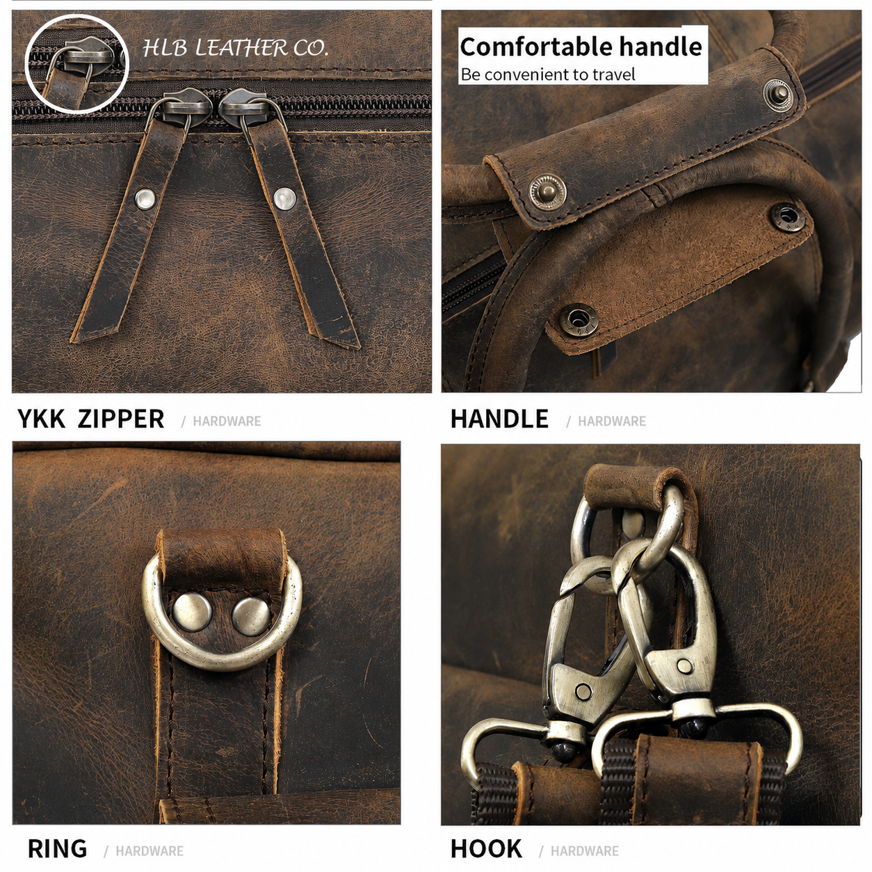 New Jersey Leather Duffel Bag - Vintage Brown