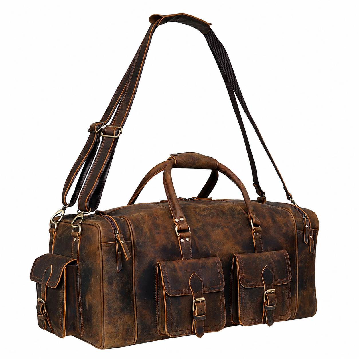 New Jersey Leather Duffel Bag - Vintage Brown