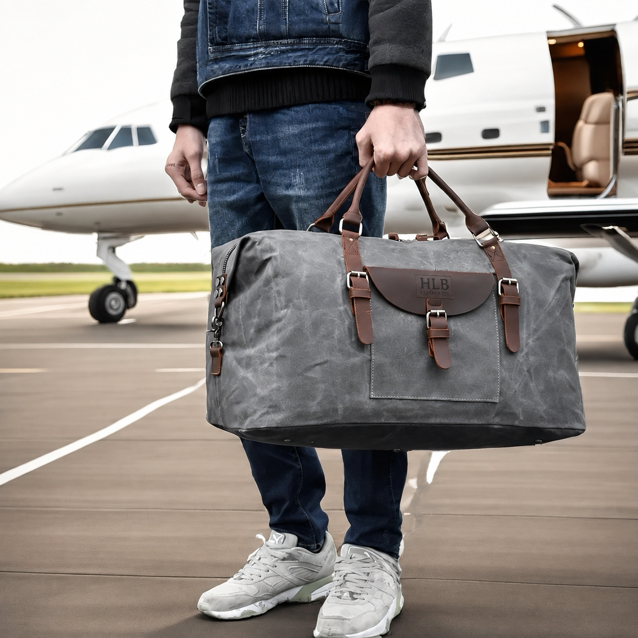 Vintage Canvas Leather Duffle Bag
