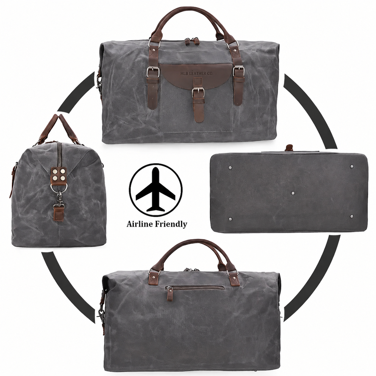 Vintage Canvas Leather Duffle Bag