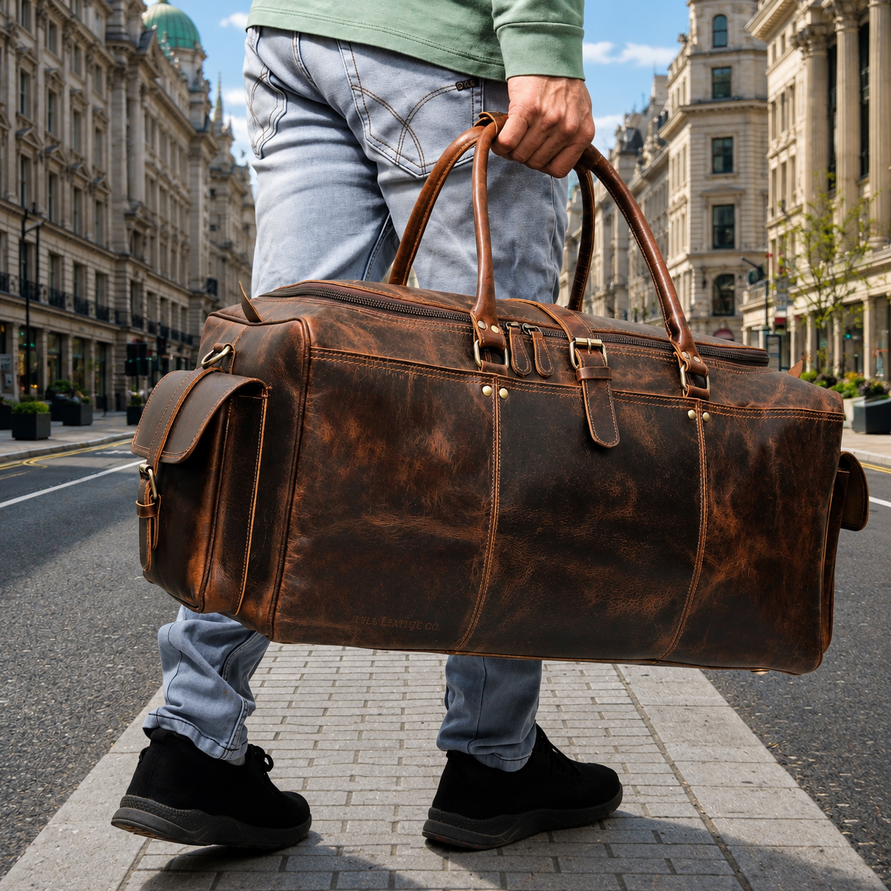 Brazilia Buffalo Leather Travel Duffel Bag