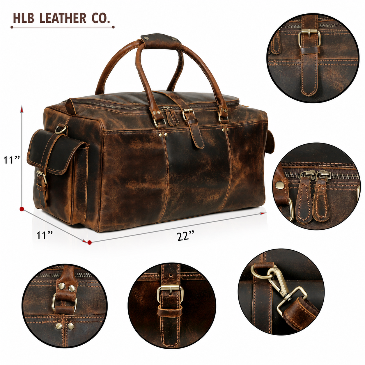 Brazilia Buffalo Leather Travel Duffel Bag