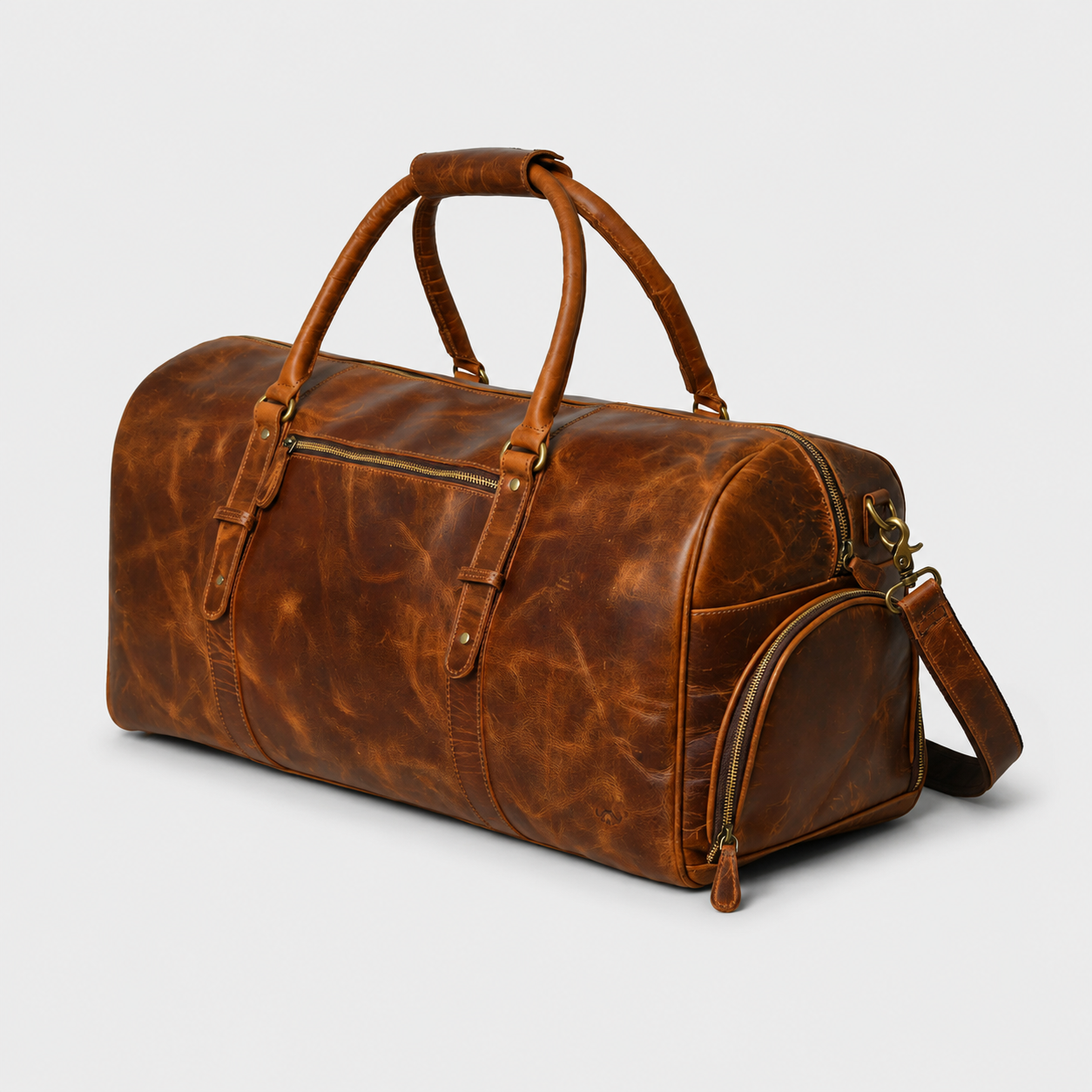 Buffalo Leather Overnight Bag - Saddle Tint