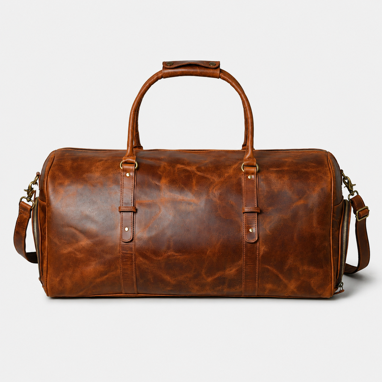 Buffalo Leather Overnight Bag - Saddle Tint