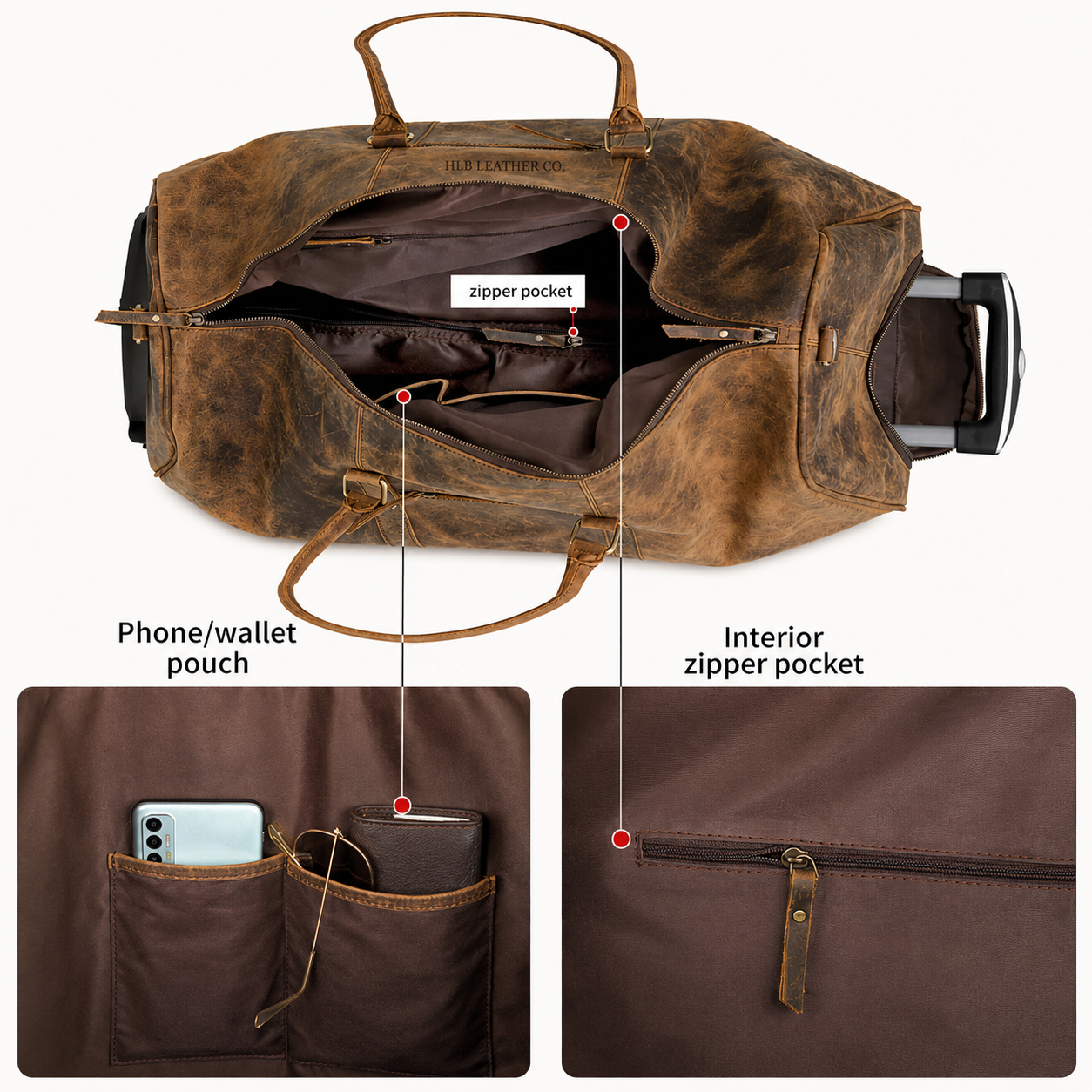 Atlanta Buffalo Leather Duffle Bag