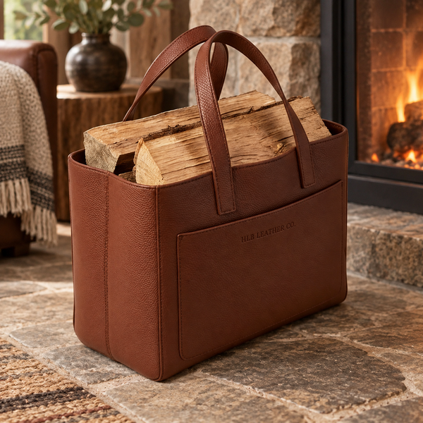 Full-Grain Pebbled Leather Firewood Carrier