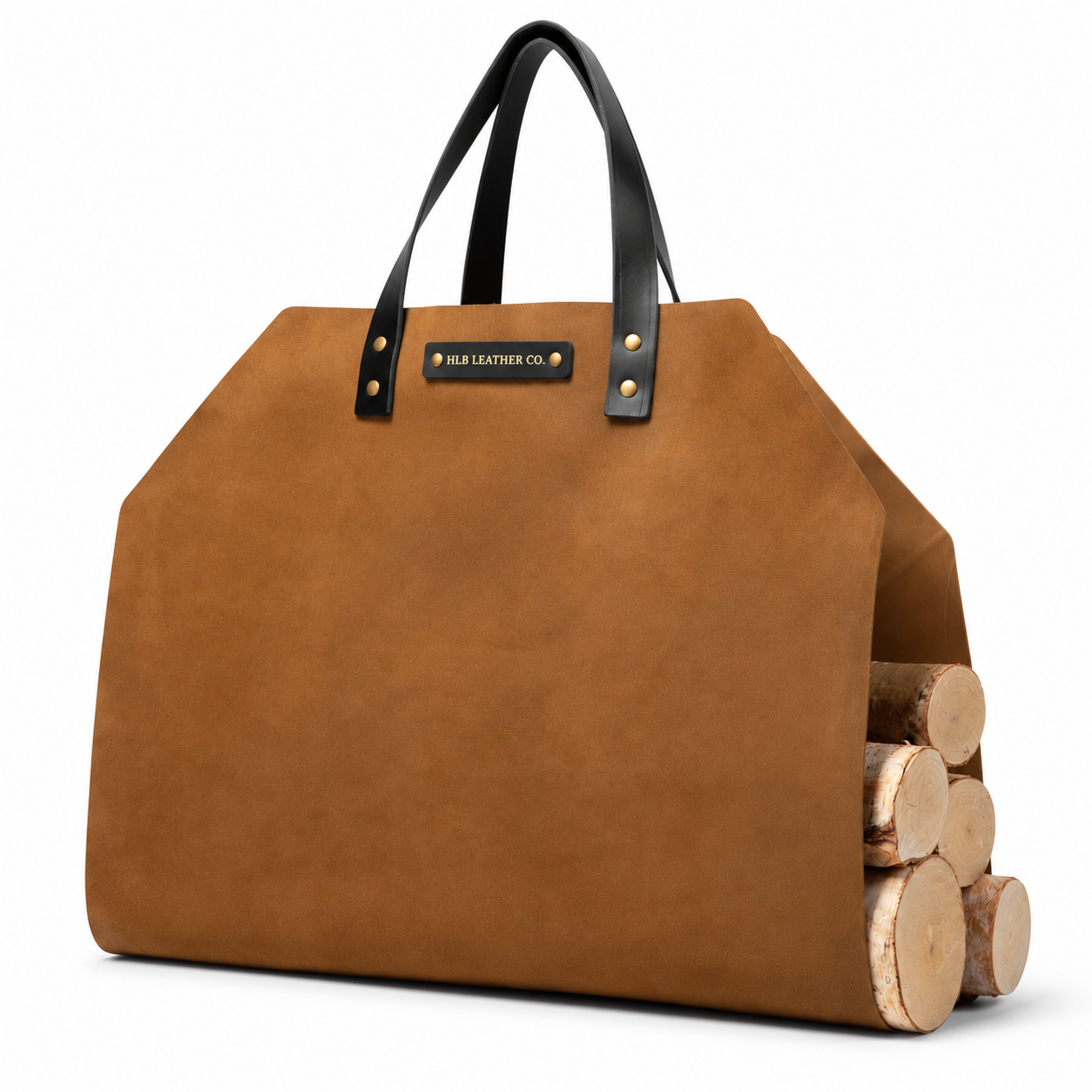 Premium Seamless Full-Grain Leather Firewood Carrier