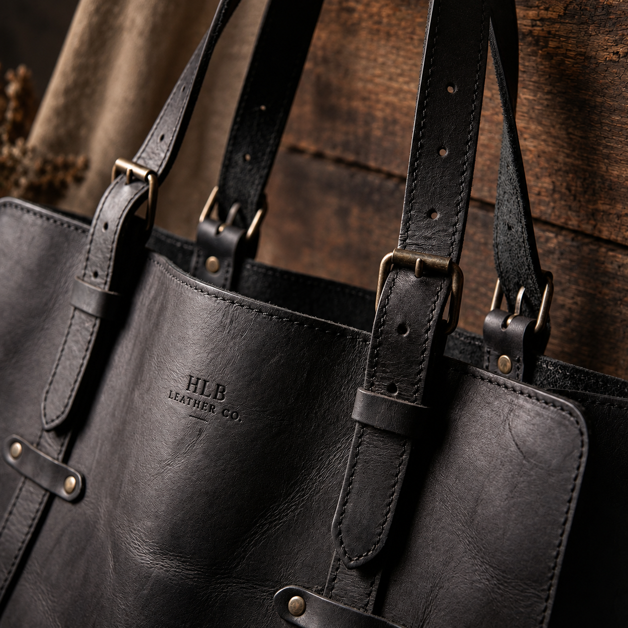 Personalized Full-Grain Leather Firewood Carrier