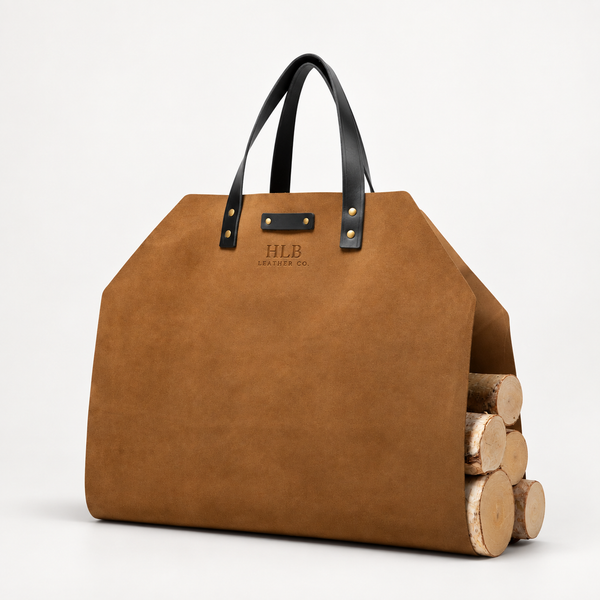 Full-Grain Leather Firewood Carrier & Log Tote
