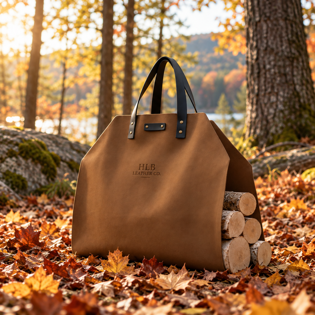 Full-Grain Leather Firewood Carrier & Log Tote