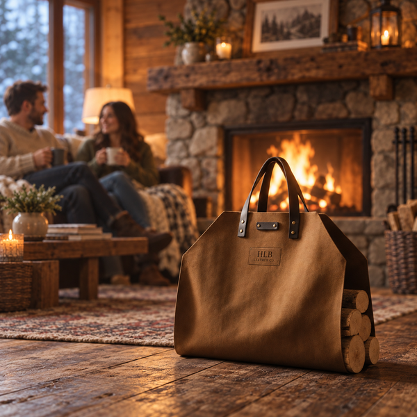 Full-Grain Leather Firewood Carrier & Log Tote