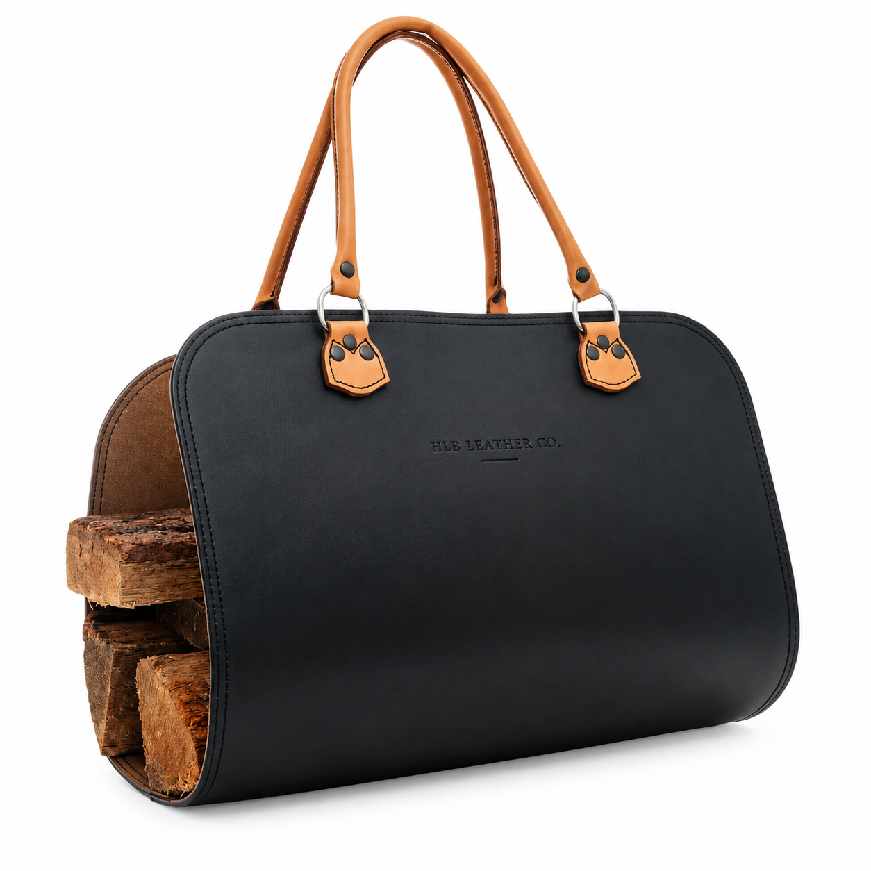 Heavy-Duty Full-Grain Leather Log Carrier