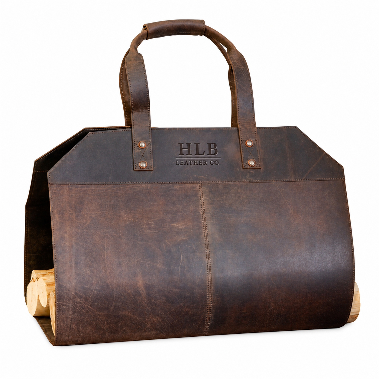 Luxury Full-Grain Leather Firewood Carrier
