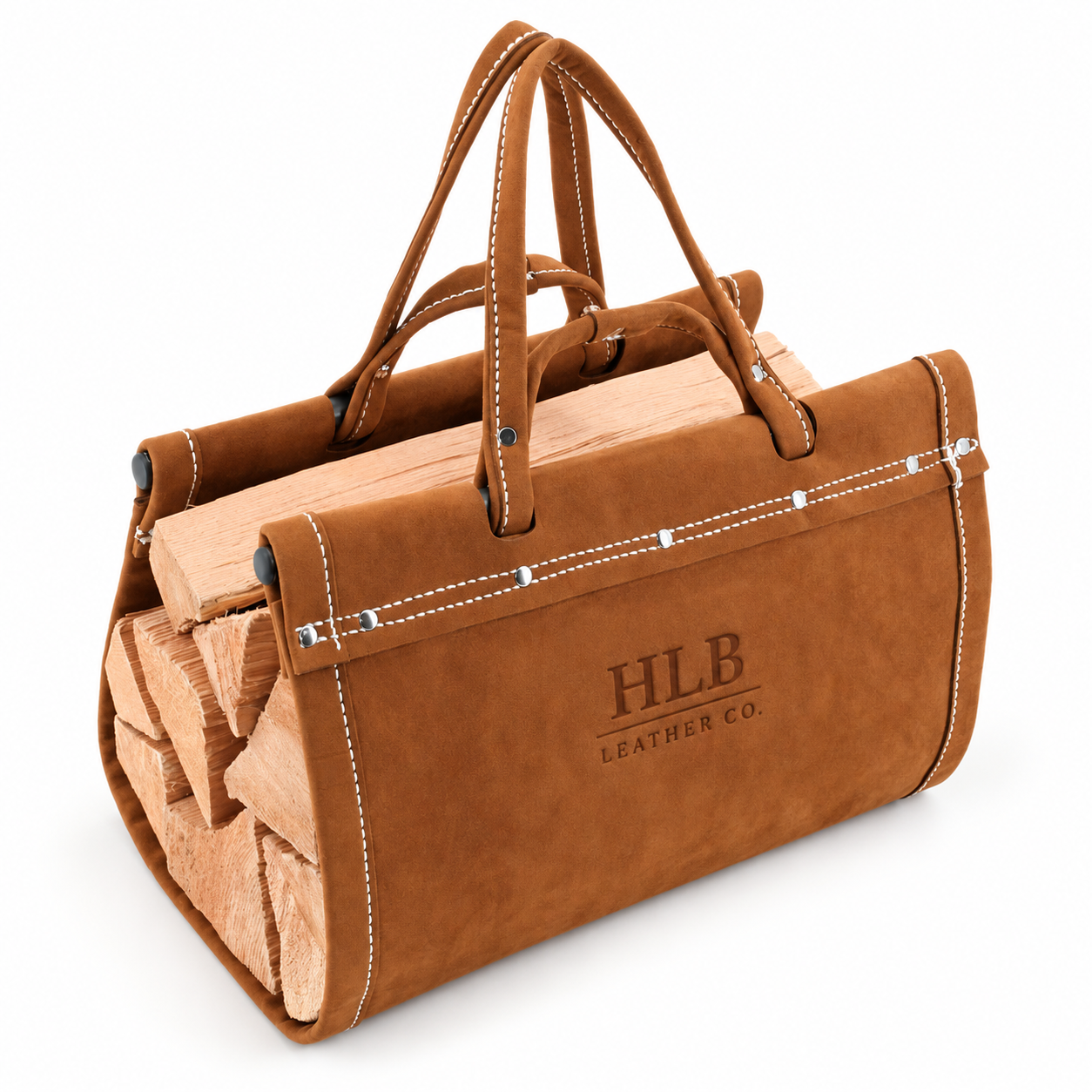 Luxury Full-Grain Leather Firewood Carrier
