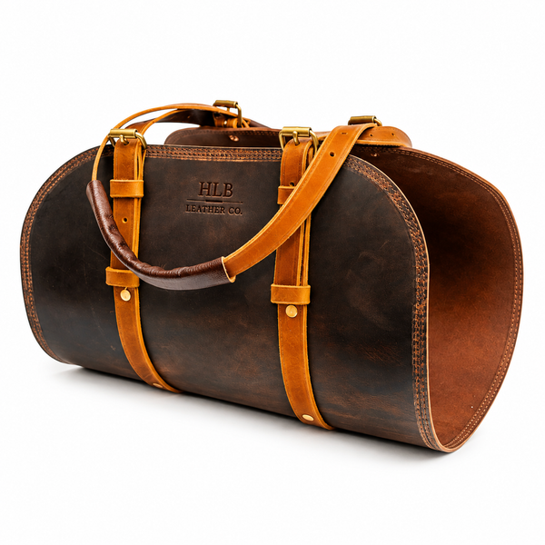 Hand Stitched Buffalo Leather Log Carrier