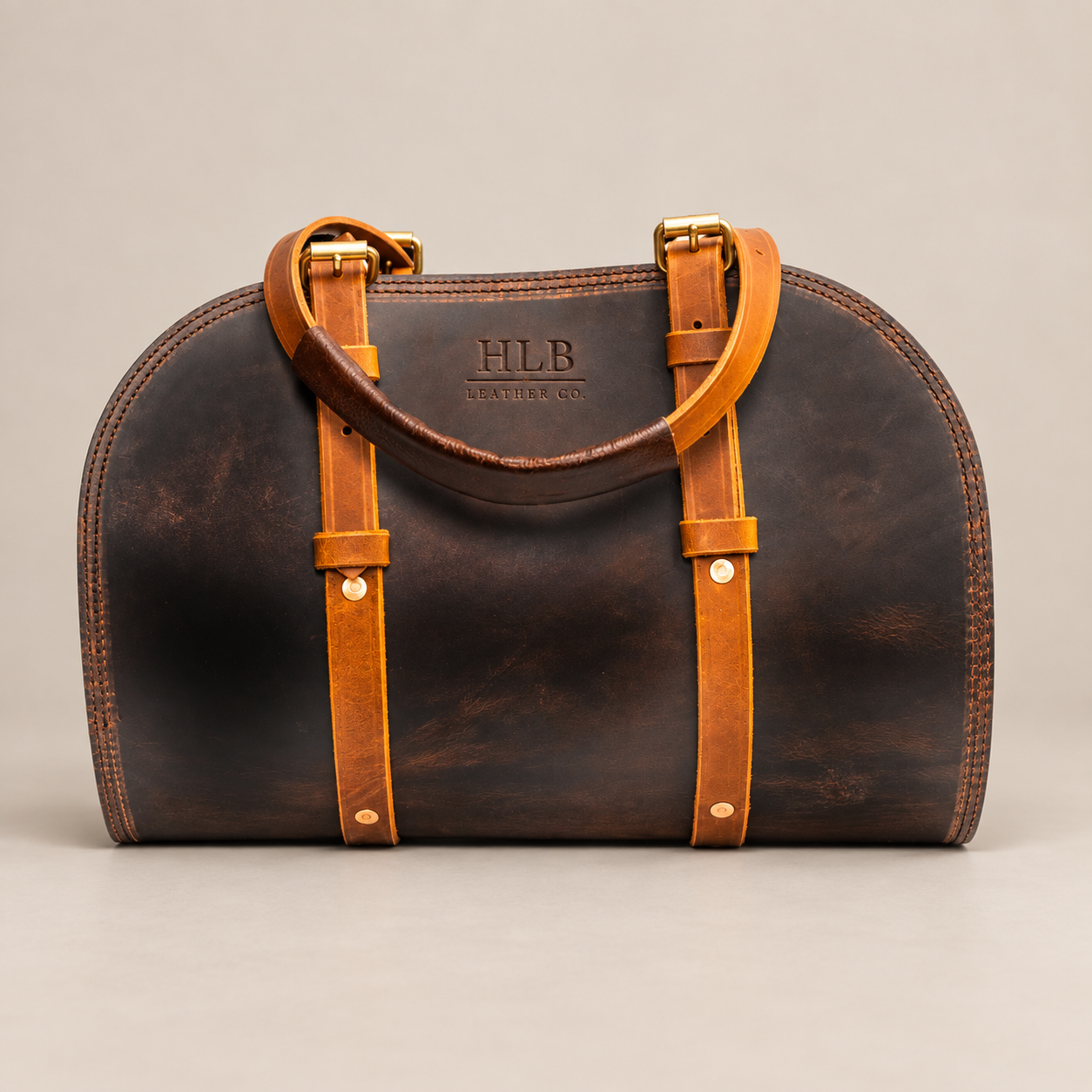 Hand Stitched Buffalo Leather Log Carrier