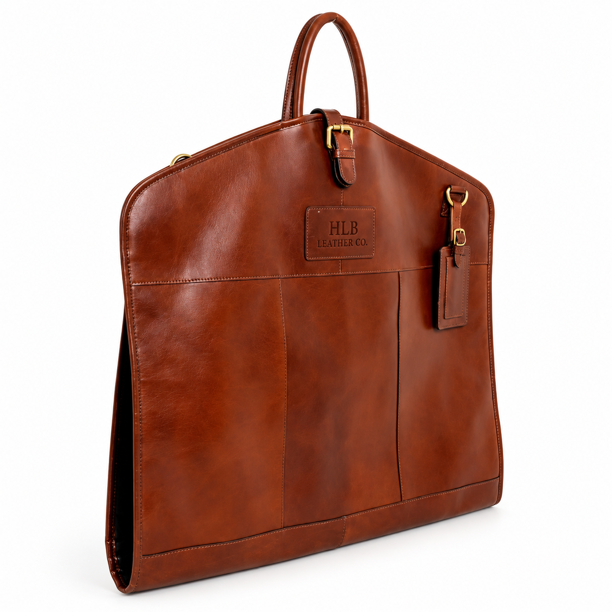 Chestnut Foldable Leather Suit Carrier