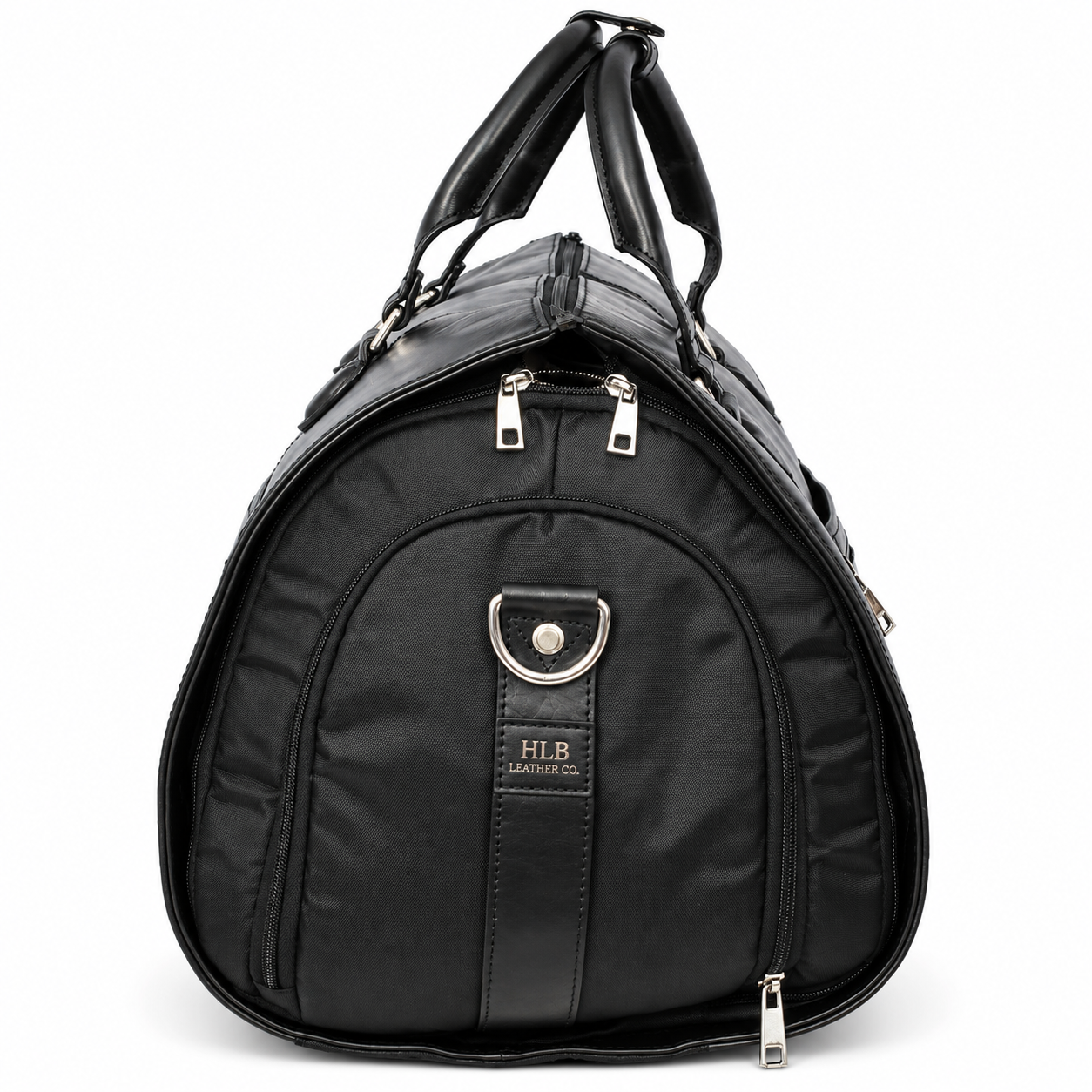 Black 2-in-1 Leather Garment Duffel
