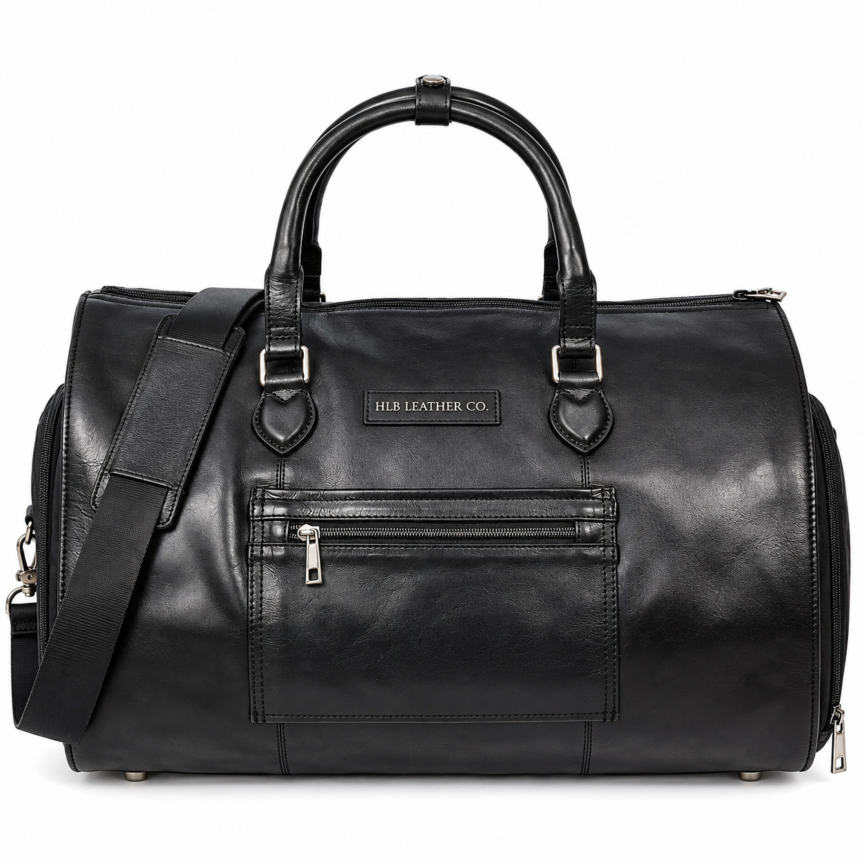 Black 2-in-1 Leather Garment Duffel