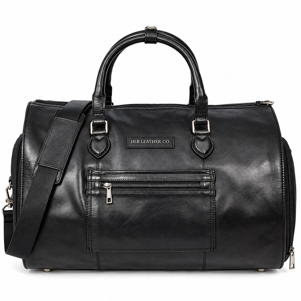 Black 2-in-1 Leather Garment Duffel