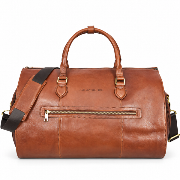Tan 2-in-1 Leather Garment Duffel