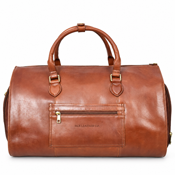 Tan 2-in-1 Leather Garment Duffel