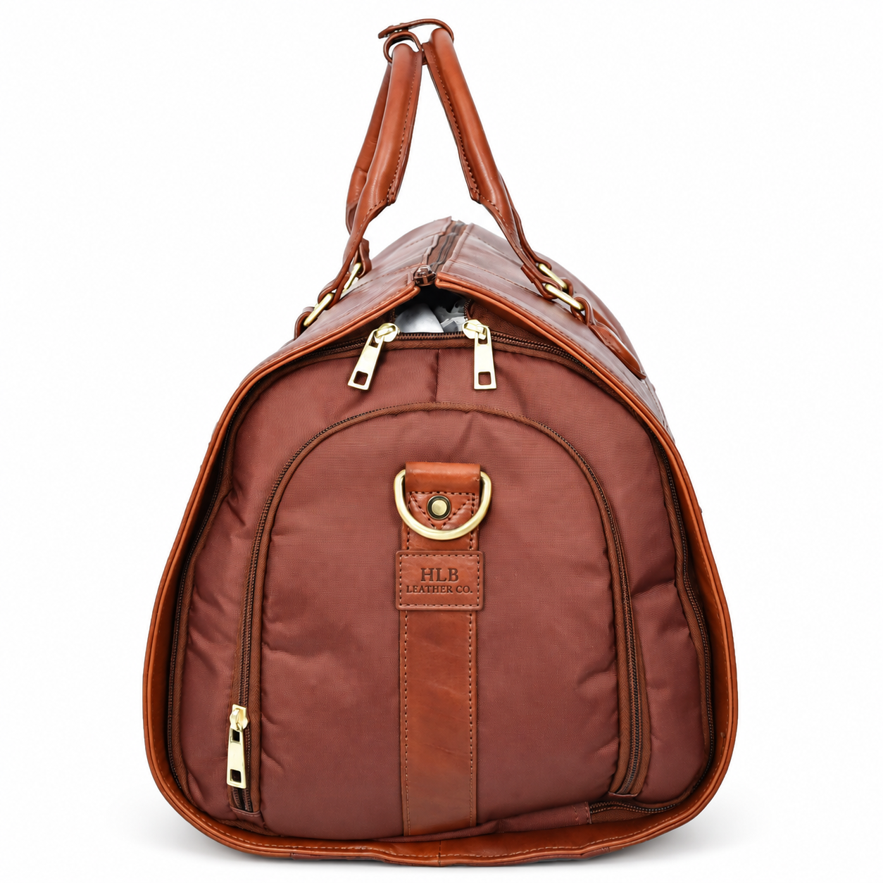 Tan 2-in-1 Leather Garment Duffel