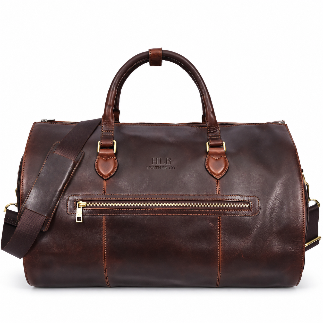 Brown 2-in-1 Leather Garment Duffel