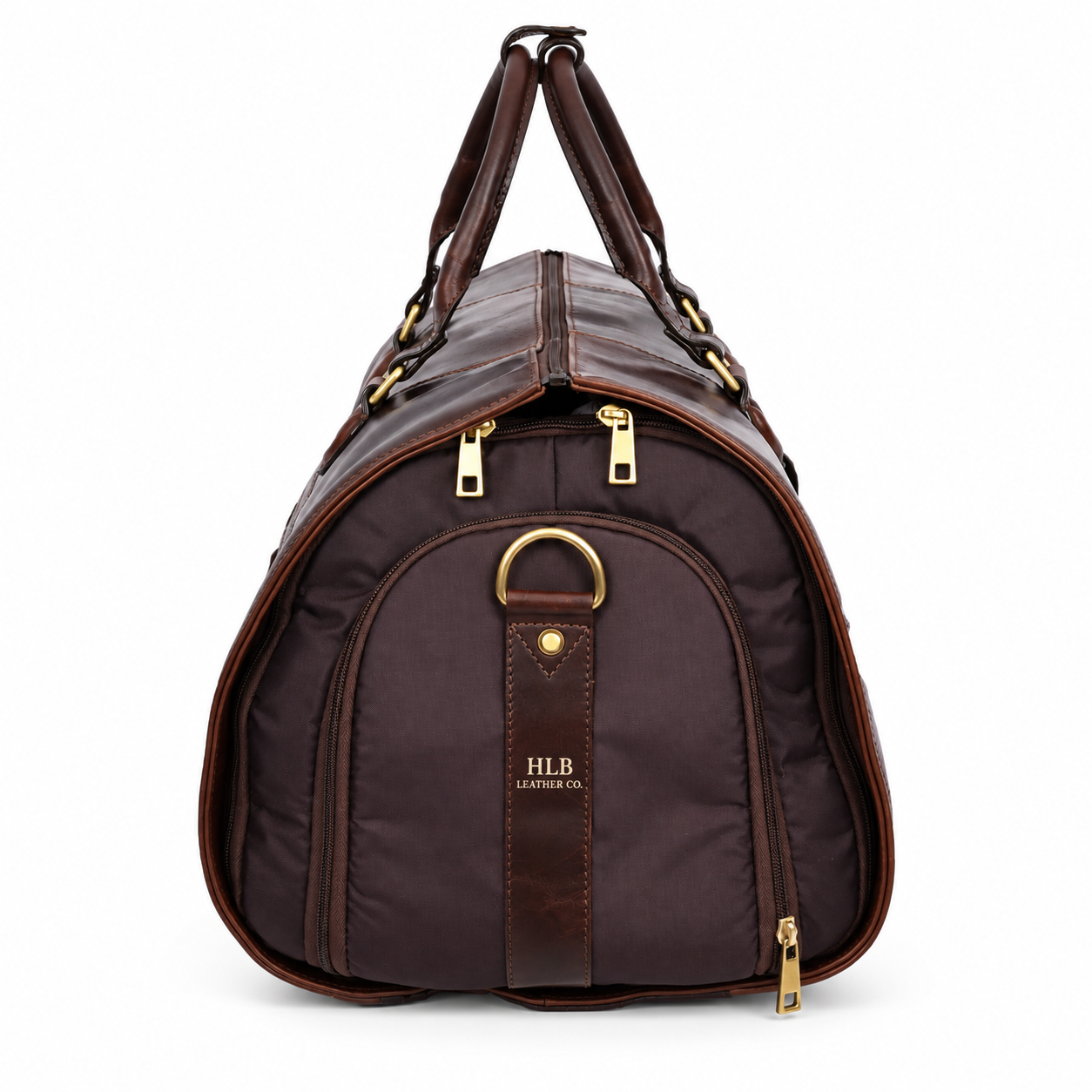 Brown 2-in-1 Leather Garment Duffel