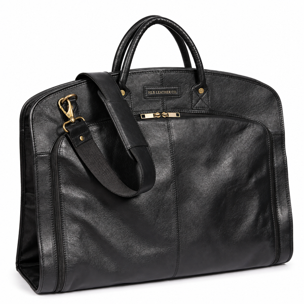 Full-Grain Cowhide Leather Suit &amp; Dress Carrier — Black