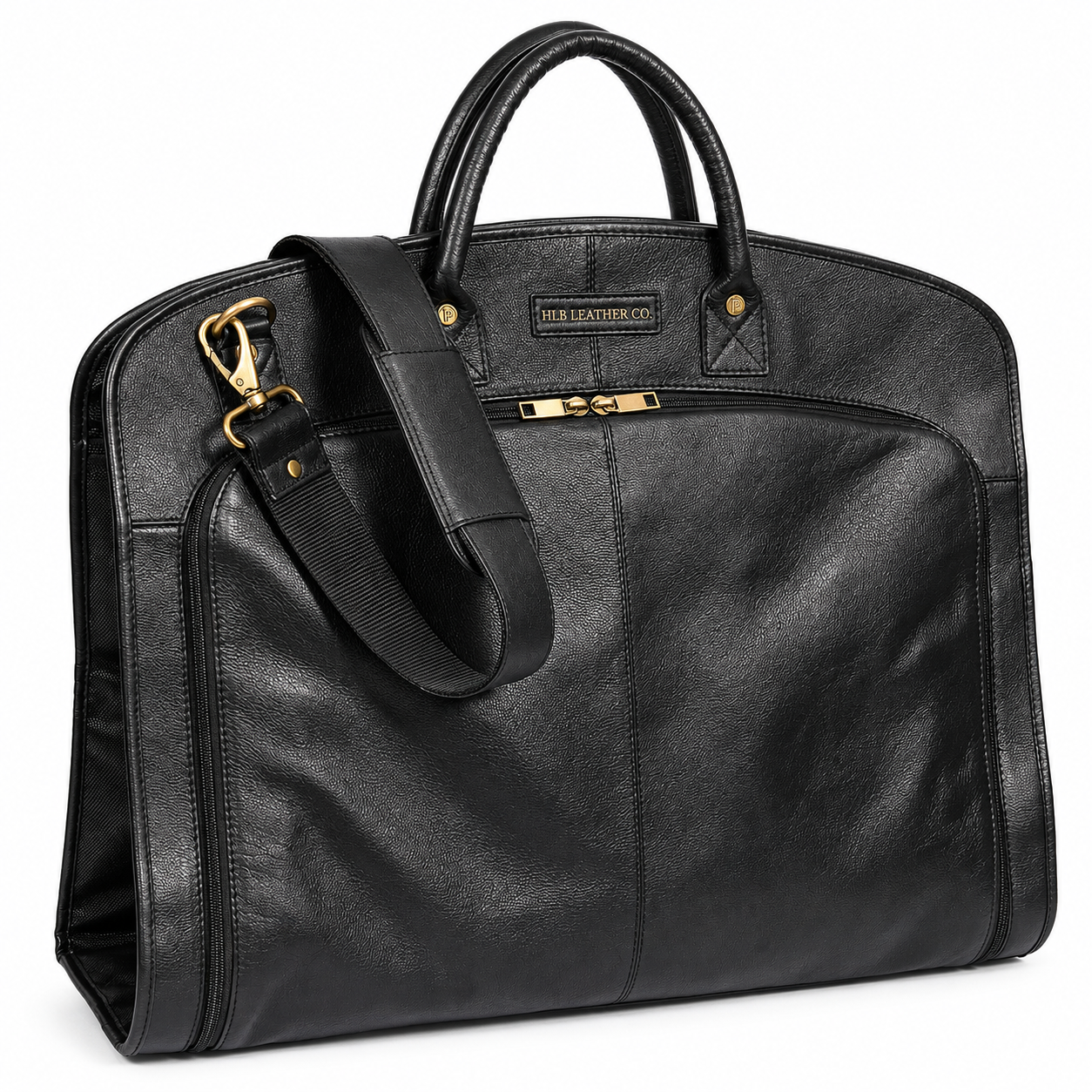 Full-Grain Cowhide Leather Suit &amp; Dress Carrier — Black