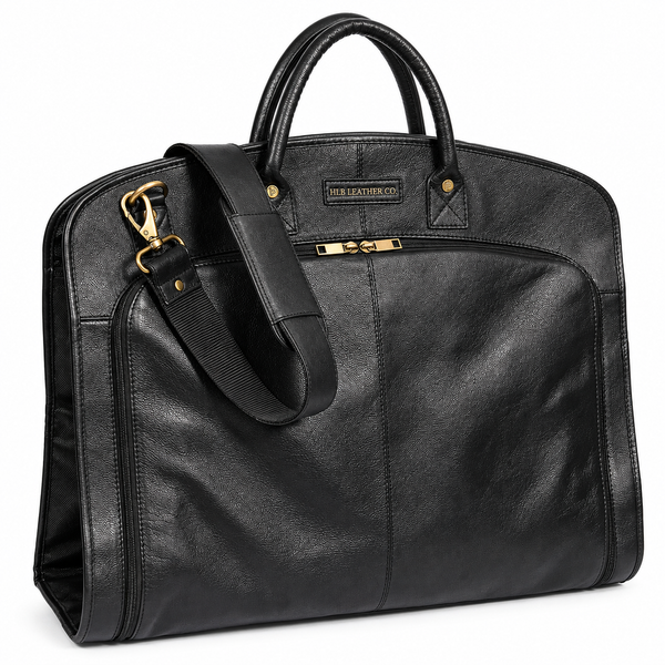 Full-Grain Cowhide Leather Suit &amp; Dress Carrier — Black
