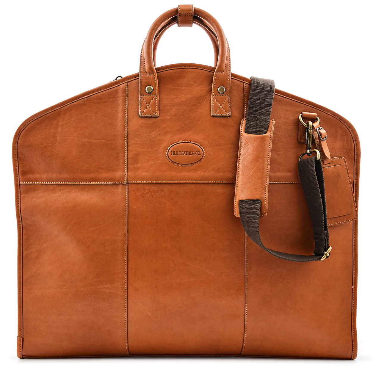 Large Capacity Leather Garment Bag — Oxford Tan
