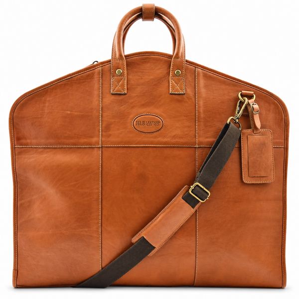 Large Capacity Leather Garment Bag — Oxford Tan
