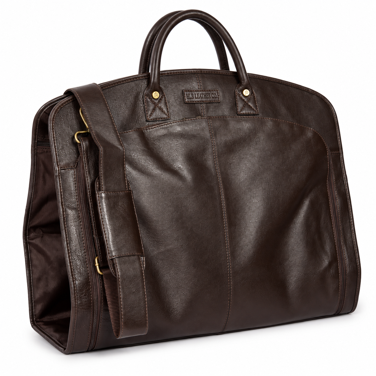 Full-Grain Cowhide Leather Suit &amp; Dress Carrier — Brown