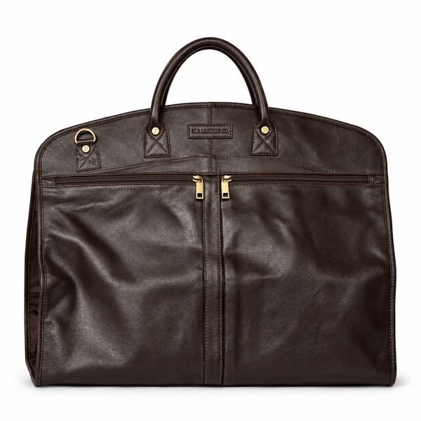 Full-Grain Cowhide Leather Suit &amp; Dress Carrier — Brown