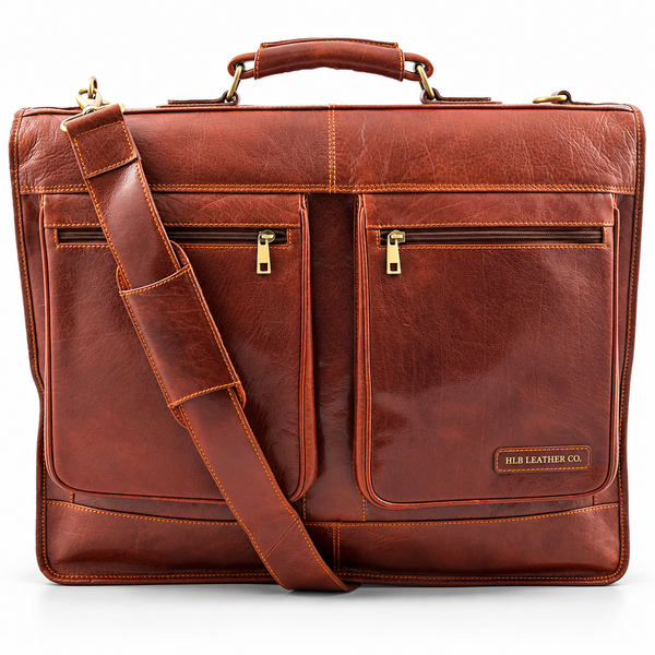 Weekend Travel Leather Suit Carrier — Canico Chestnut