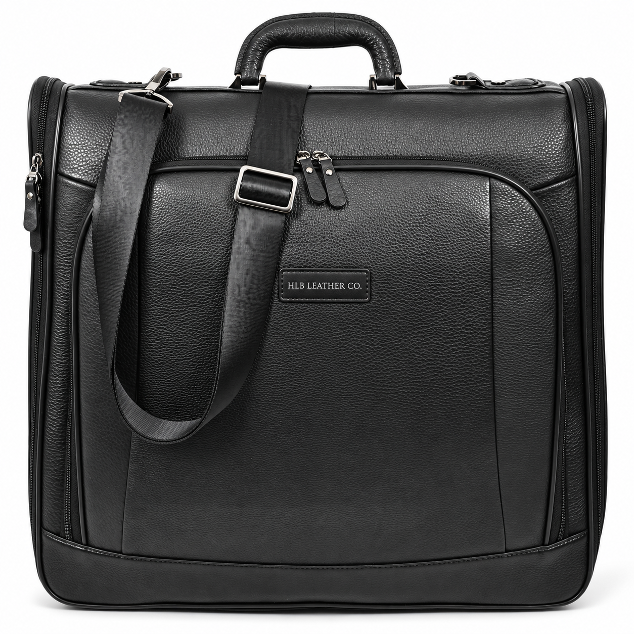 Real Leather Large Travel Garment Suit Carrier — Narok Black