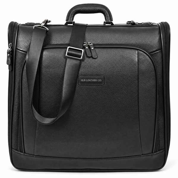 Real Leather Large Travel Garment Suit Carrier — Narok Black