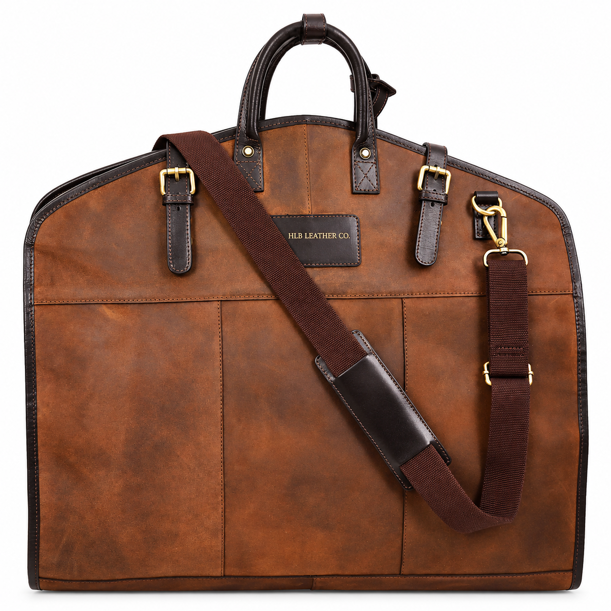 Luxury Leather Slimline Garment Carrier — Keswich Brown Vintage